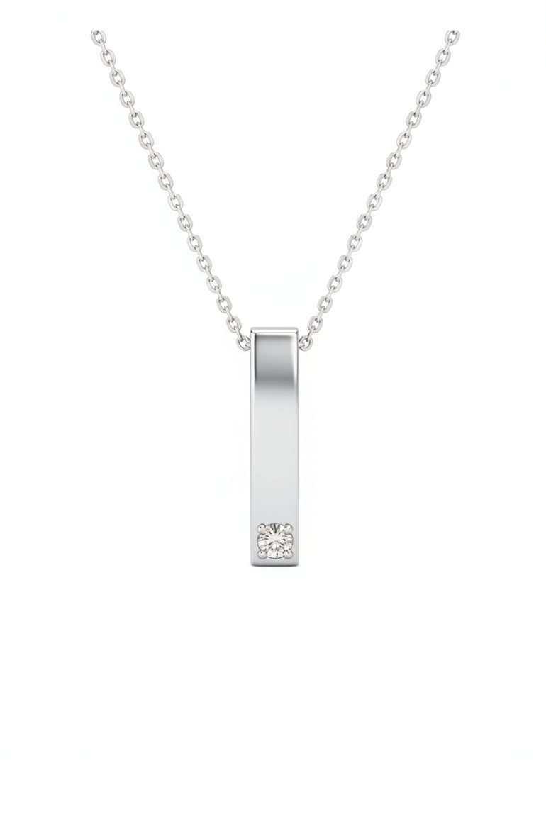 שרשרת תליון בר זהב לבן