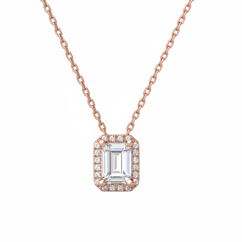 תליון מלבני זהב ורוד