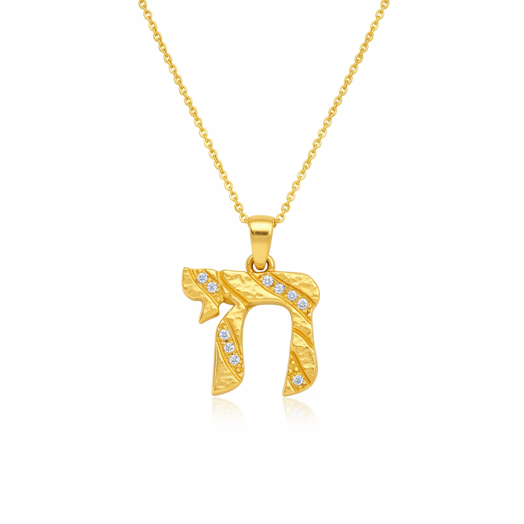 תליון חי זהב צהוב עם זירקונים