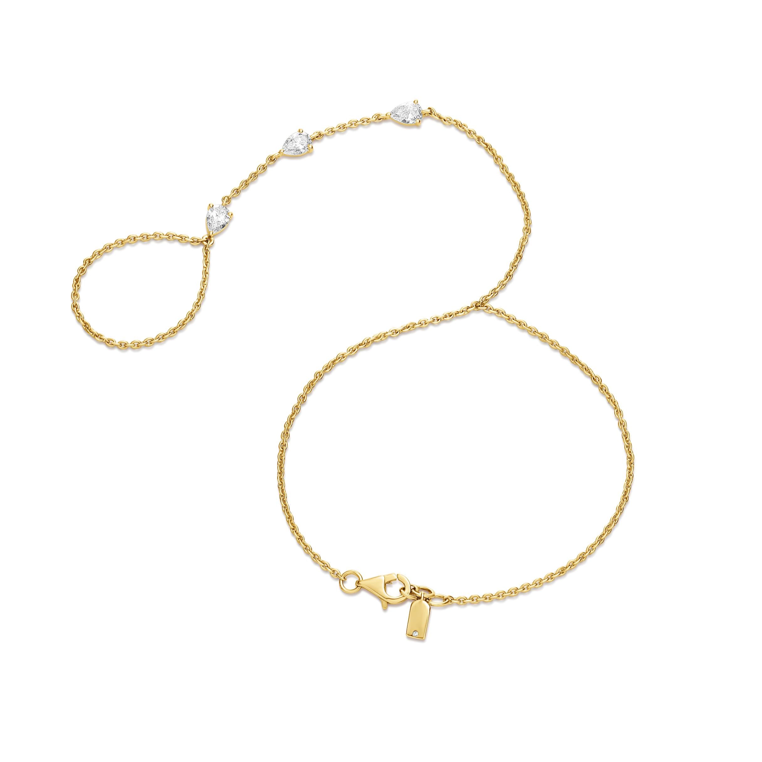 צמיד שלושה יהלומי לב | יהלומי מעבדה CVD | זהב לבן 14 קראט | גודל 1.078 קראט | דגם מיכל