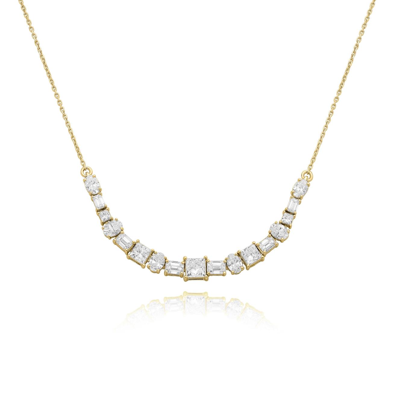 שרשרת יהלומים בעיצוב מדורג | יהלומי מעבדה CVD | גודל 2.910 קראט | זהב לבן 14 קראט | דגם ליה