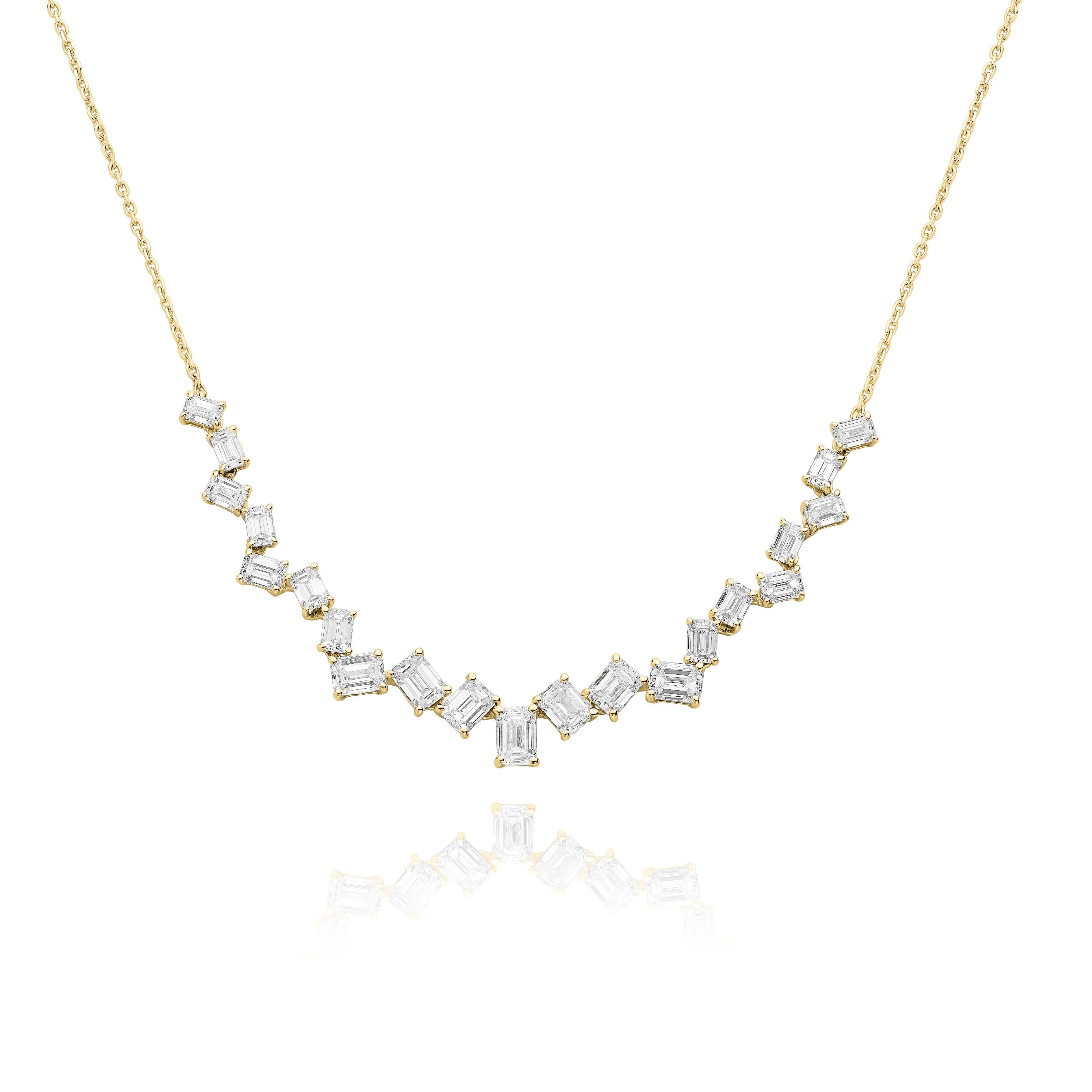 שרשרת יהלומים מעוצבת | יהלומי מעבדה CVD | גודל 3.10 קראט | זהב לבן 14 קראט | דגם אלין