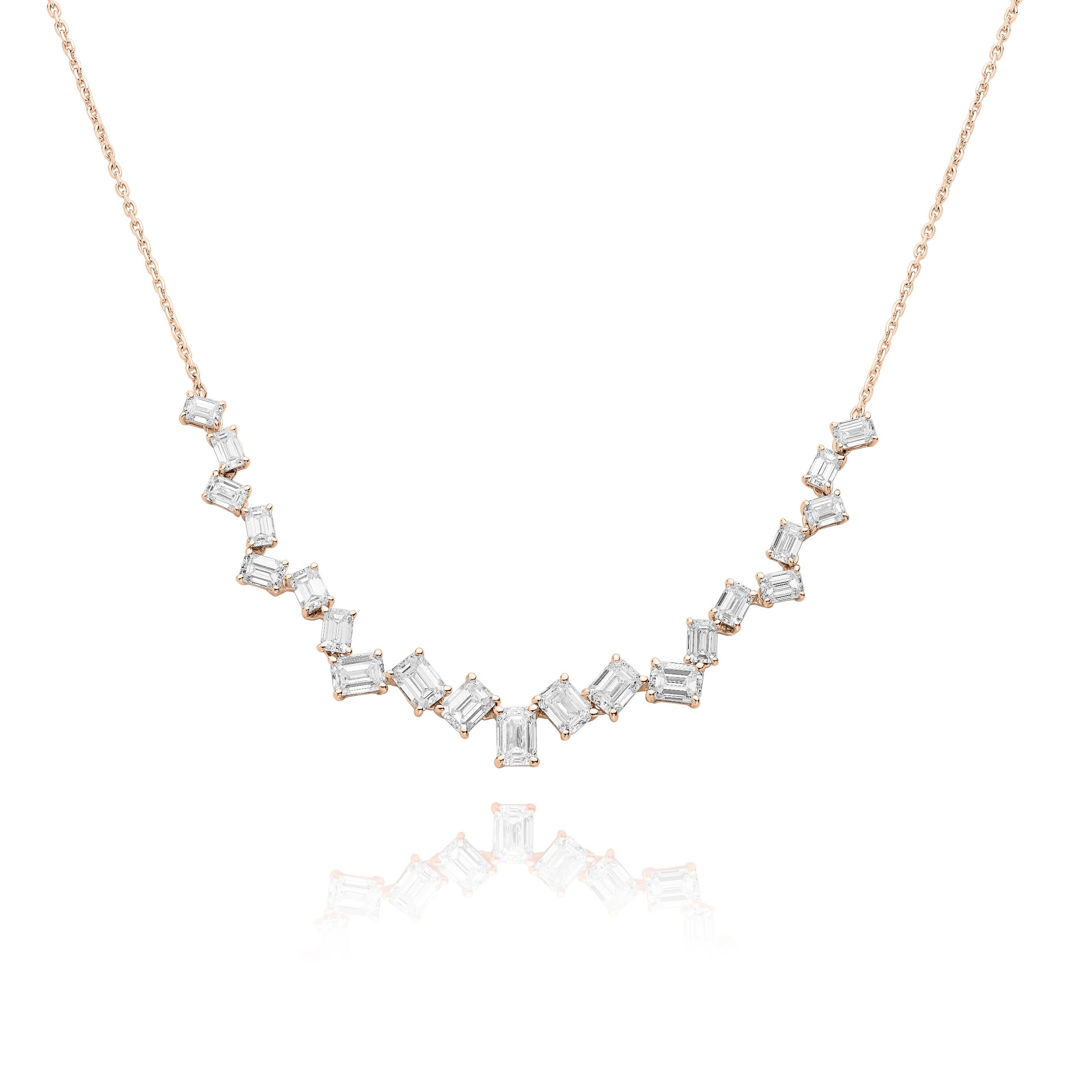 שרשרת יהלומים מעוצבת | יהלומי מעבדה CVD | גודל 3.10 קראט | זהב לבן 14 קראט | דגם אלין