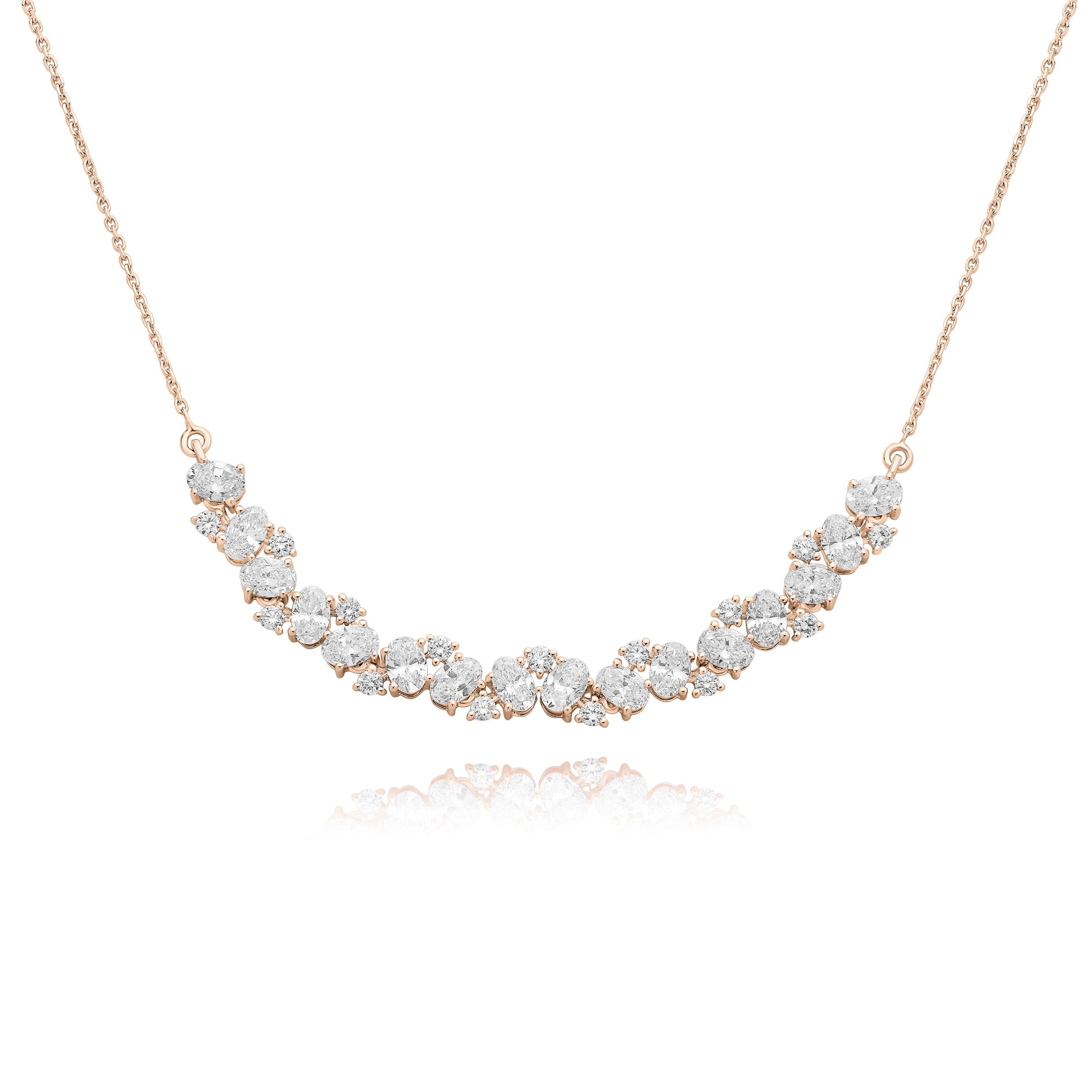 שרשרת יהלומים בעיצוב מדורג | יהלומי מעבדה CVD | גודל 3.310 קראט | זהב לבן 14 קראט | דגם מאיה