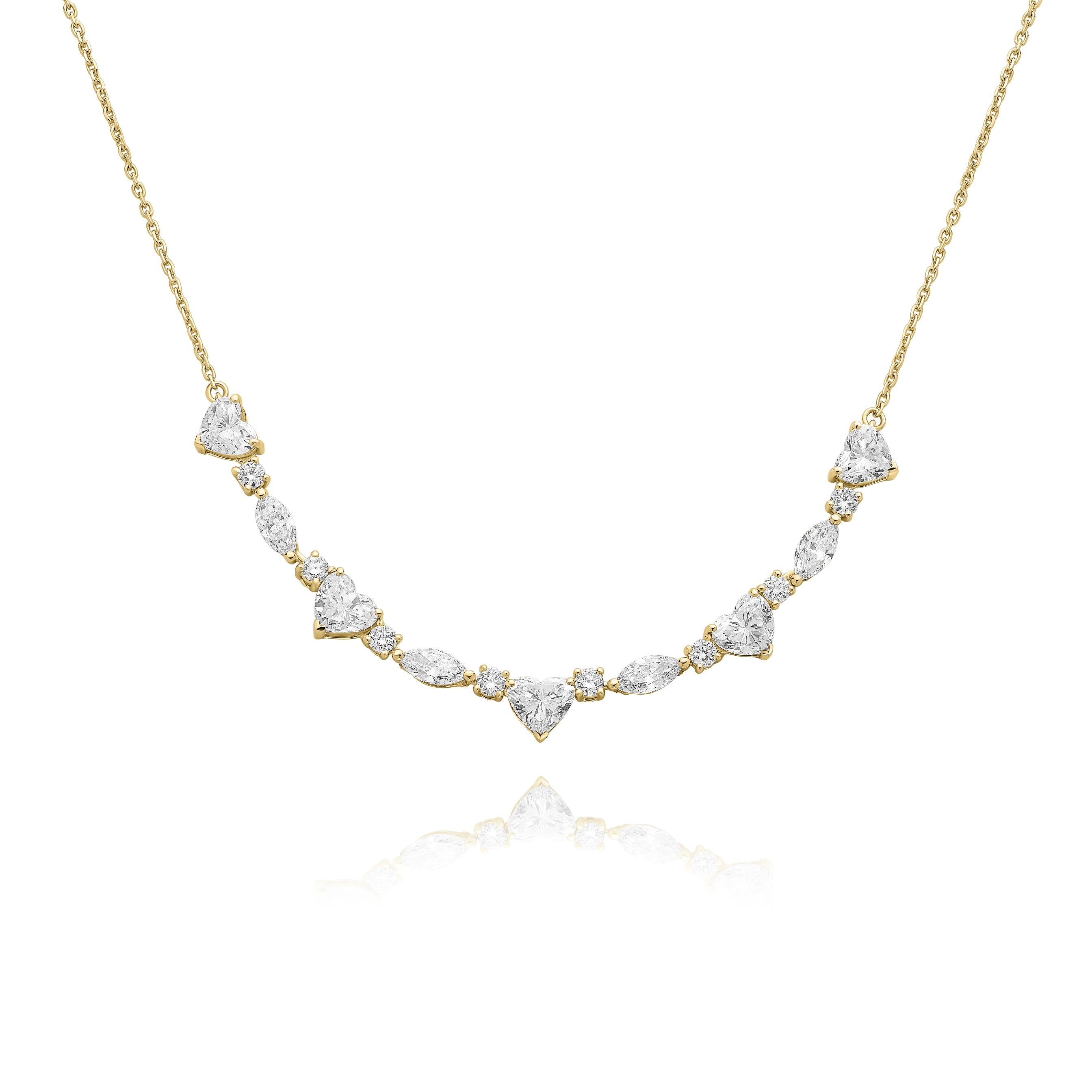 שרשרת יהלומים בעיצוב מדורג | יהלומי מעבדה CVD | גודל 2.880 קראט | זהב לבן 14 קראט | דגם ליאן