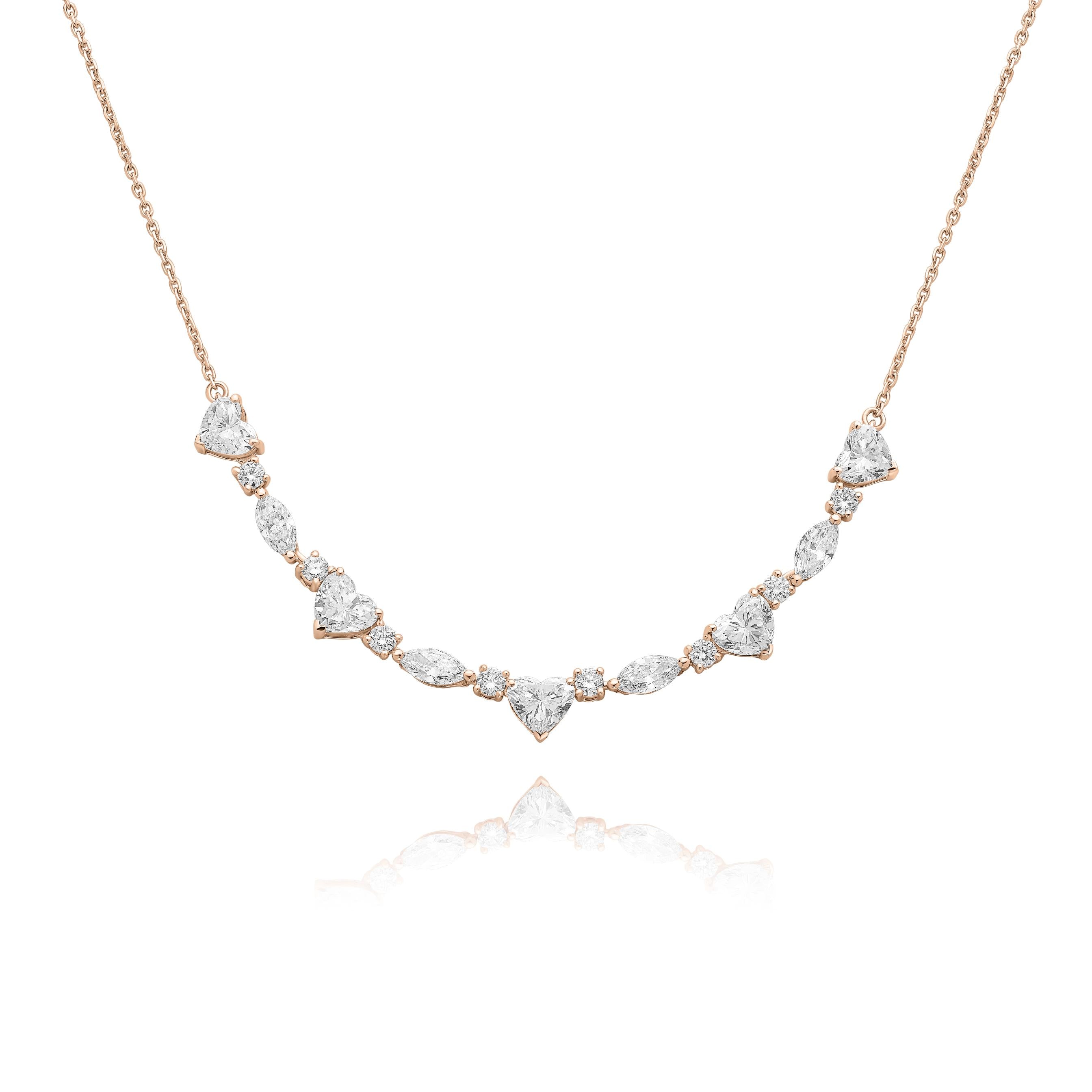 שרשרת יהלומים בעיצוב מדורג | יהלומי מעבדה CVD | גודל 2.880 קראט | זהב לבן 14 קראט | דגם ליאן