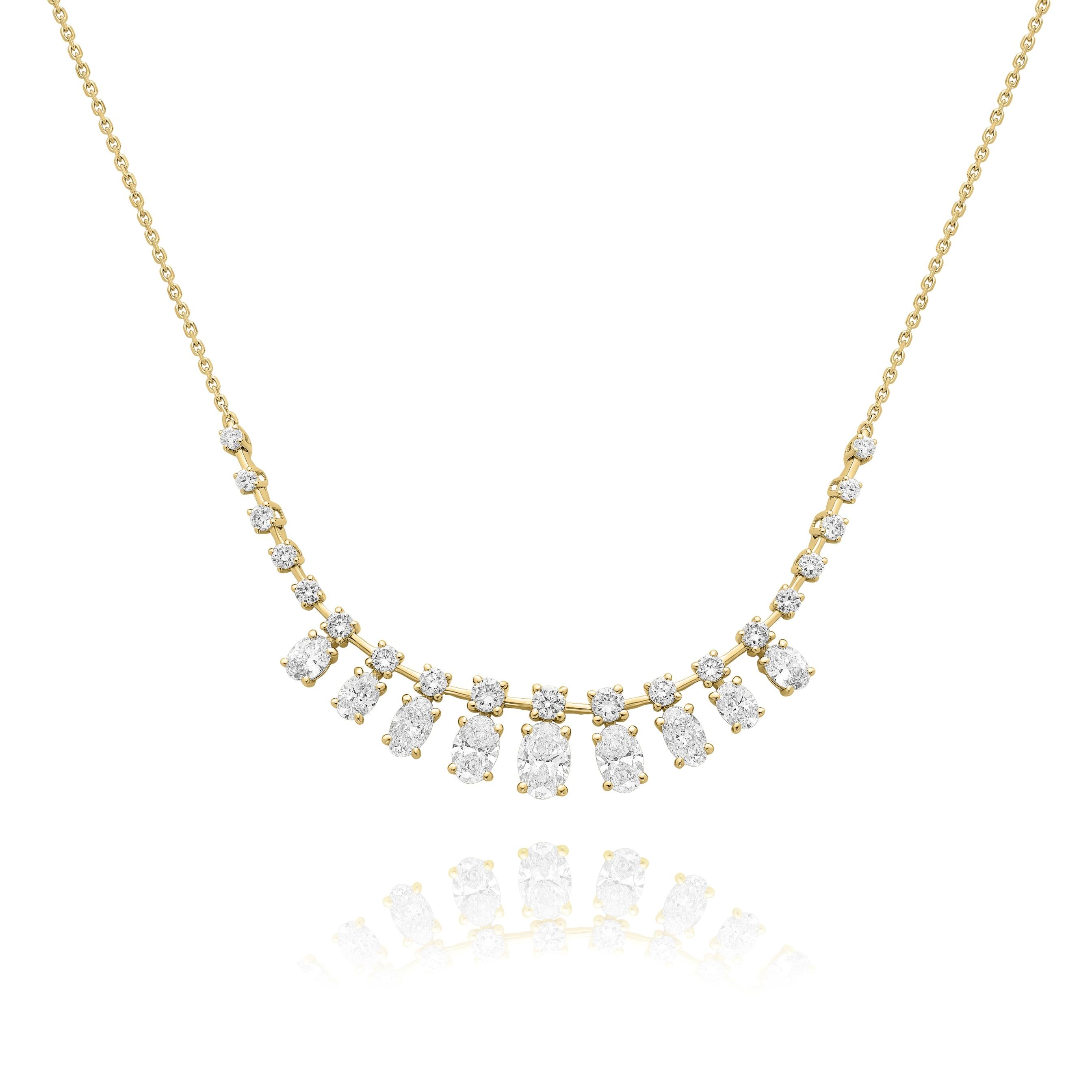 שרשרת יהלומים בעיצוב תלוי מדורג | יהלומי מעבדה CVD | גודל 2.720 קראט | זהב לבן 14 קראט | דגם אלה