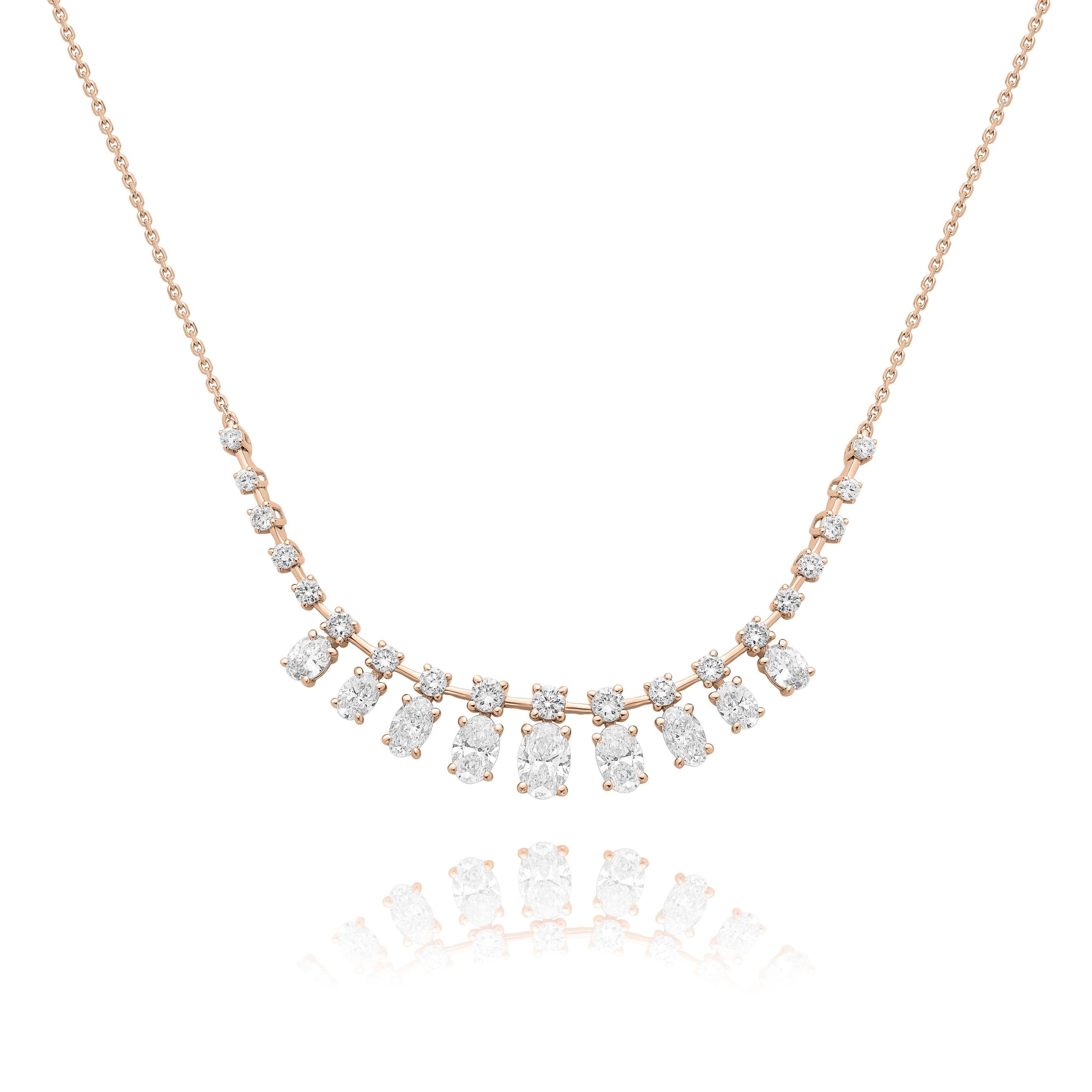 שרשרת יהלומים בעיצוב תלוי מדורג | יהלומי מעבדה CVD | גודל 2.720 קראט | זהב לבן 14 קראט | דגם אלה