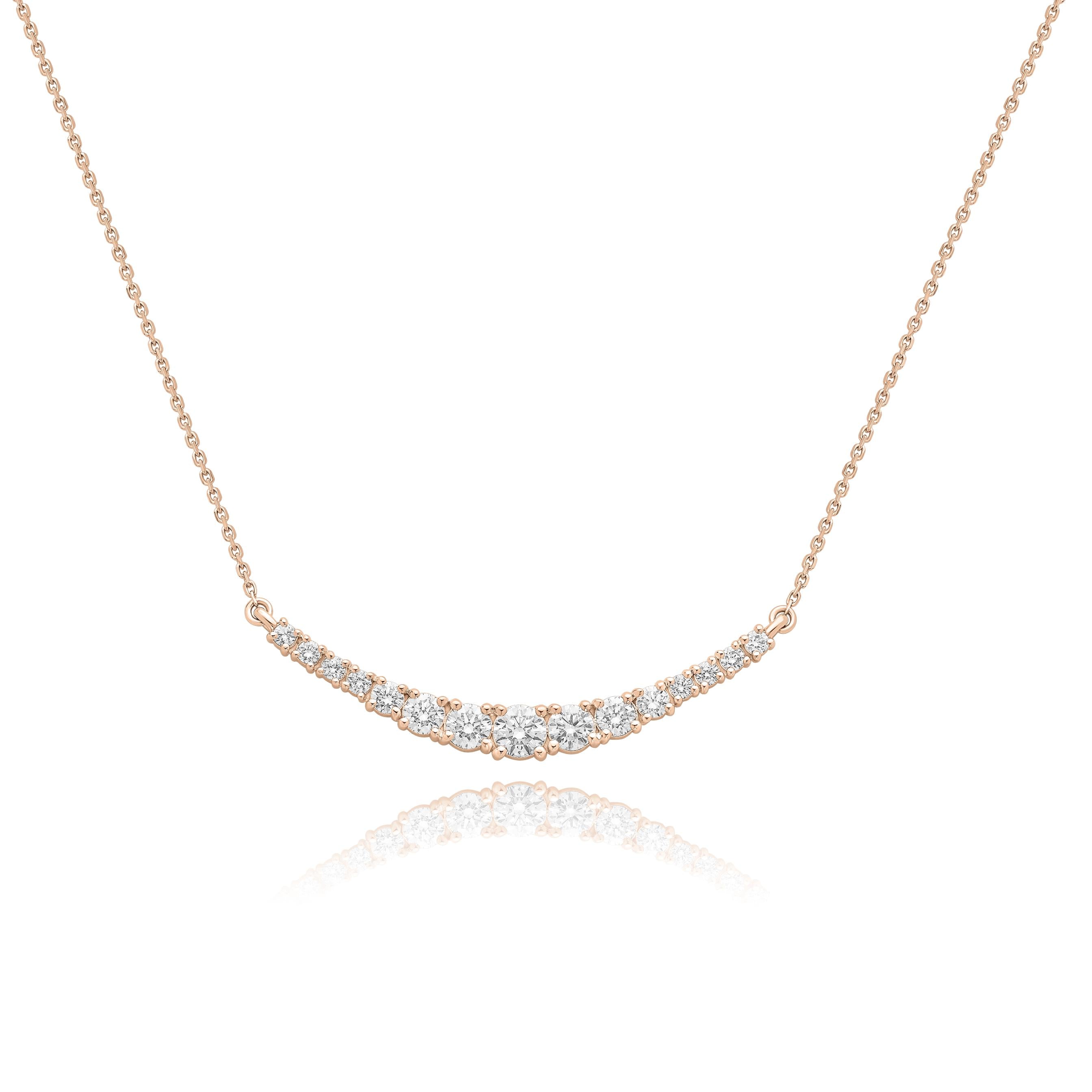 שרשרת יהלומים בעיצוב קשת עדינה | יהלומי מעבדה CVD | גודל 1.150 קראט | זהב לבן 14 קראט | דגם רומי