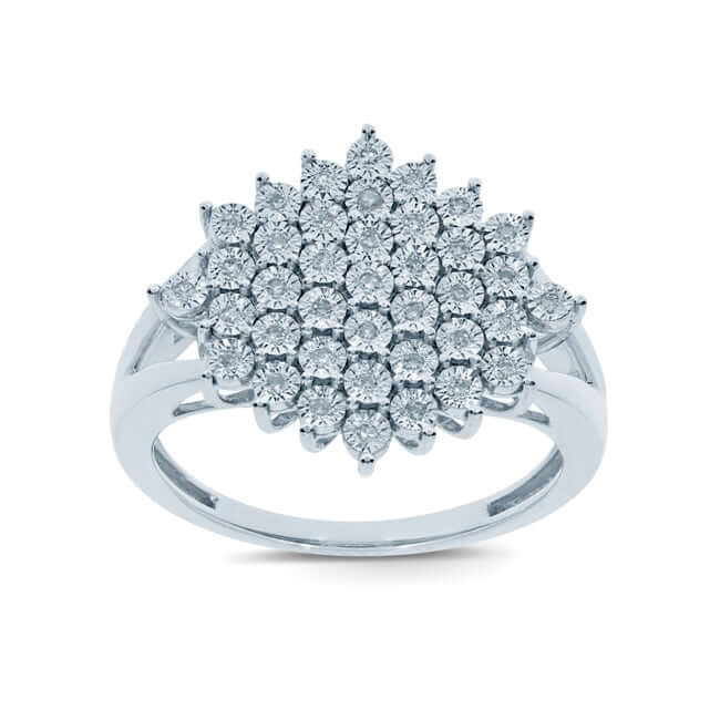 טבעת יהלומים בצורת פרח גדול דגם R-RR324